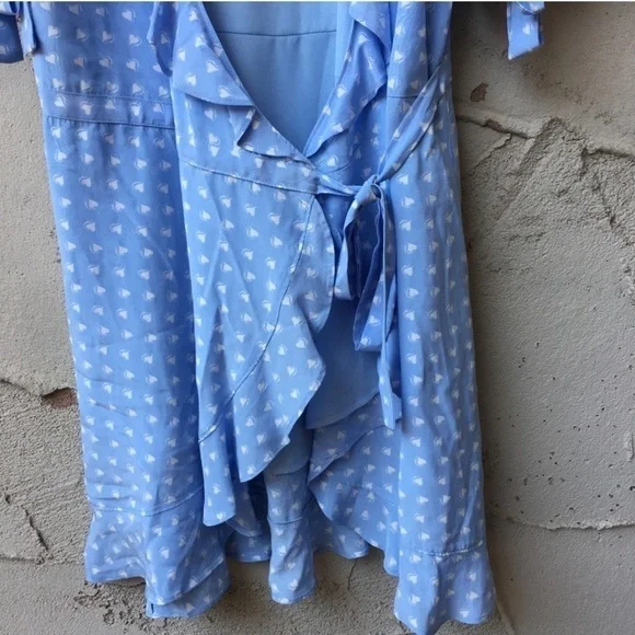 For Love & Lemons Sweetheart Wrap Mini Dress Periwinkle Size S
